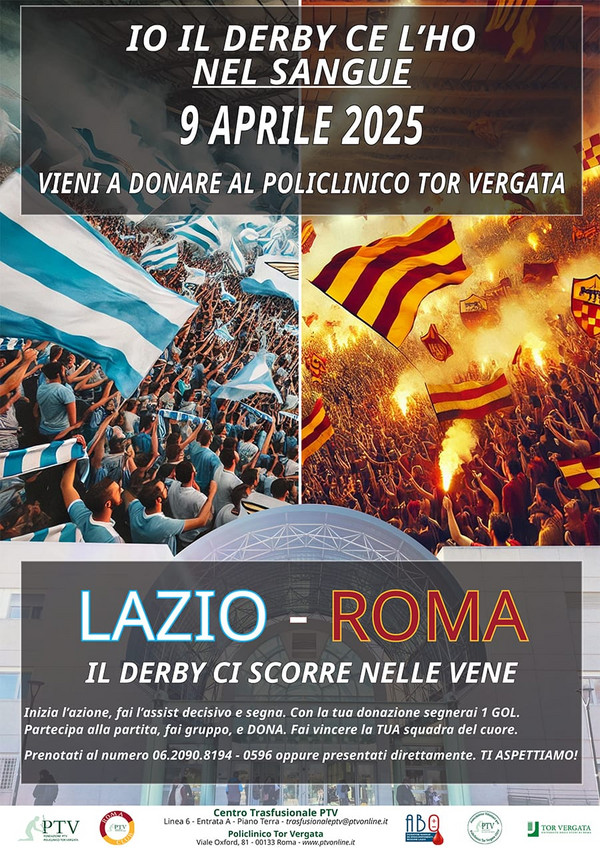 lazio-roma-derby-donazioni-sangue-policlinico-tor-vergata